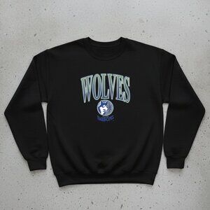 Wolves Basketball Graphic Sweatshirt Cozy Sports Fan Crewneck Pullover Unisex